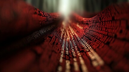 Poster - The computer screen shows an error message with red and black digital binary code, symbolizing spyware and malicious software issues, as well as the threat of hackers in the cyber world