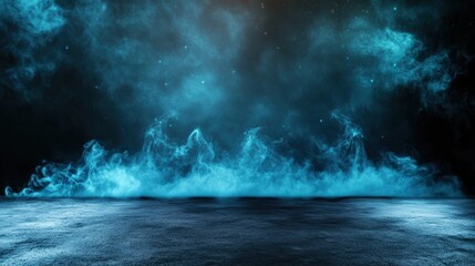 Aufkleber - Dark blue smoke swirling in a dense foggy area with a black background and striking visual impact