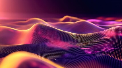 Poster - abstract digital landscape with flowing waves of vibrant colors and soft gradients in the background