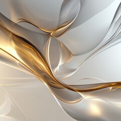 Leinwandbilder - Abstract design featuring flowing golden and silver shapes in a modern composition. Generative AI