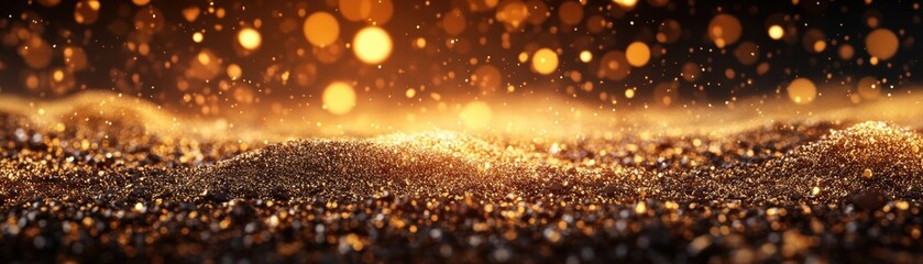 Poster - Gold glitter background with blur effect for photo and design projects