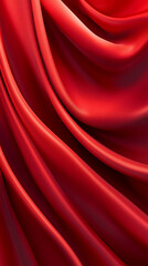 Aufkleber - A close-up of red satin fabric with soft folds and smooth texture, showcasing the elegance and luxury of rich red tones, symbolizing passion, warmth, and romance.