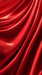 Aufkleber - A close-up of vibrant red satin fabric with soft folds and a glossy finish, showcasing luxurious texture and elegance, symbolizing passion, luxury, and sensuality.