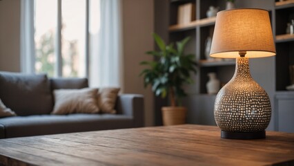 Wall Mural - Cozy living room empty coffee table mockup background