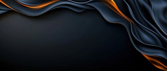 Aufkleber - Abstract background design featuring flowing black and orange silk fabric with soft texture and light effects