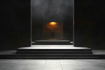 Poster - Dark Minimalist Architectural Interior Design Illustration