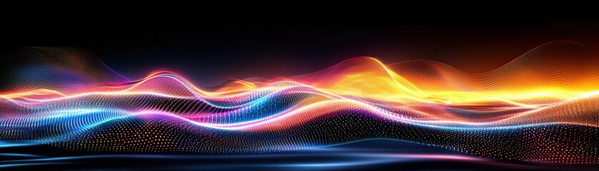 Aufkleber - Abstract wave background with colorful lights in a fluid motion design for creative projects