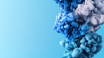 Aufkleber - Blue and white smoke cloud on a dark background in artistic composition with dramatic effects