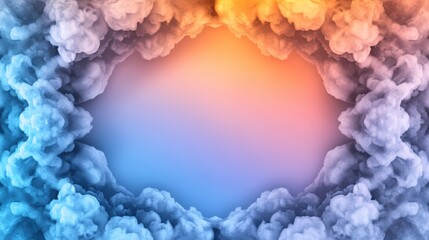 Aufkleber - Colorful abstract background with clouds and a bright yellow center for artistic design and creativity