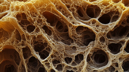 Aufkleber - Close-up of intricate honeycomb-like texture showcasing interconnected cells, symbolizing complexity, structure, and natural patterns in a detailed macro shot.
