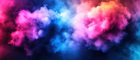 Aufkleber - Colorful smoke swirling on a black background creating an abstract and visually striking composition