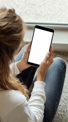 Woman Using Tablet Device Indoor