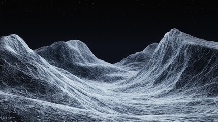 Wall Mural - night landscape, abstract mountains, starry sky, digital art, website banner