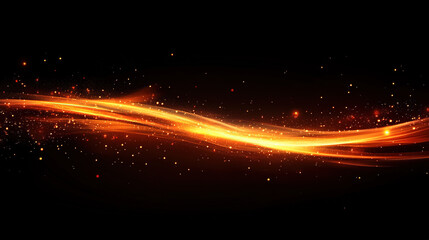 Poster - Dynamic orange light waves abstract setting digital art dark background fluid motion visual concept