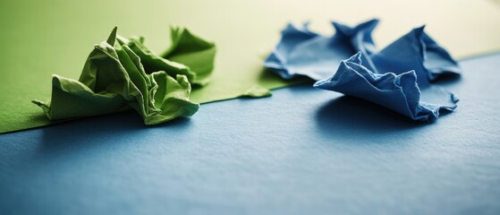 Aufkleber - Close up image of a paper origami crane with detailed textures and folds on a plain background