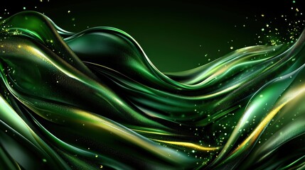Aufkleber - Abstract green background with gold and black elements for modern design and creative projects