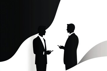 Poster - Business negotiation between two professionals in silhouettes against a contrasting backdrop in a modern office setting. Generative AI