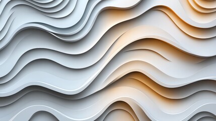 Aufkleber - Abstract 3d background with wavy lines and soft color gradients in digital design