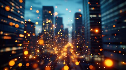 Poster - Blurred cityscape with buildings and vibrant colors creating an abstract urban background