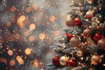 Aufkleber - Festive christmas tree bokeh background