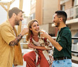 © Lumos sp - woman man rooftop friend youth young party friendship talking fun happy outdoor group drink lifestyle summer together terrace leisure
