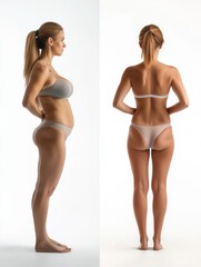 Poster - Body transformation progress tracking with side and back views reflecting significant changes over time. Generative AI