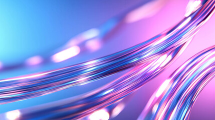 Poster - Colorful glowing wires intertwining in vibrant hues of blue and pink creating a visually captivating abstract design