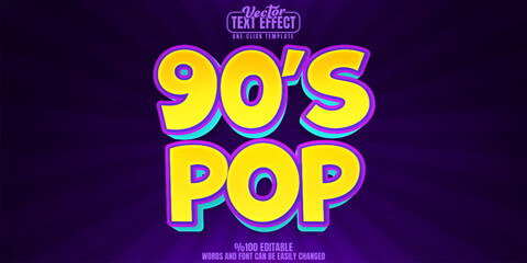 Poster - 90s editable text effect, customizable pop and music 3d font style