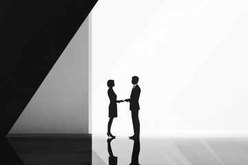 Aufkleber - Business negotiation between two professionals in a minimalistic environment during daylight hours. Generative AI