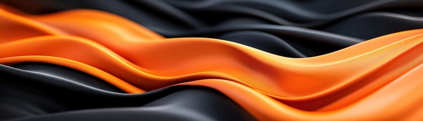 Poster - Close up of black and orange fabric texture for textile and fashion design projects