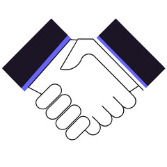 Poster - This artwork depicts a simple handshake icon, symbolizing cooperation and mutual agreement. The design uses clean lines and a minimalist style, emphasizing partnership