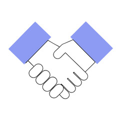 Poster - A minimalist illustration of a handshake symbolizing cooperation and partnership. The simple design features two hands engaged in a firm handshake, emphasizing collaboration