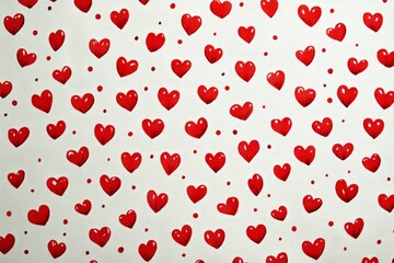 Poster - Hand-drawn red hearts and dots form a lovely seamless pattern, perfect for valentine's day, wedding, or romantic designs