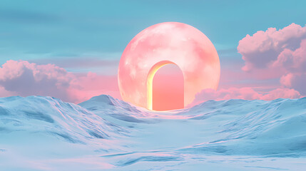 Wall Mural - pink surreal dreamscape landscape