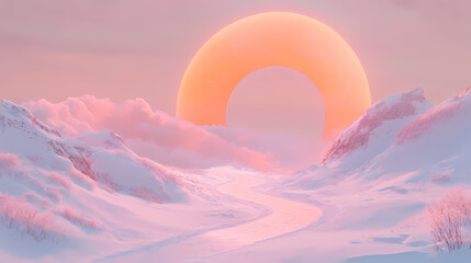 Wall Mural - pink surreal dreamscape landscape