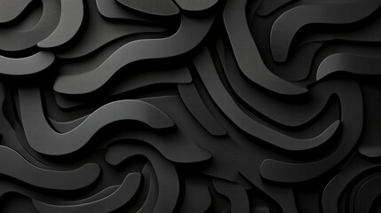 Poster - Black wall with multiple curves and shadows creating an abstract artistic background