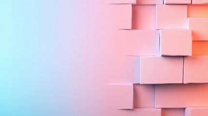 Poster - Colorful wall made of various blocks in different shapes and sizes arranged together in a vibrant display