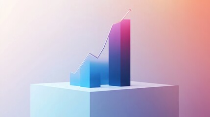 Poster - Upward trend graph, growth, business, success, pastel background, financial report