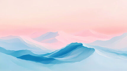 Wall Mural - A serene blend of pink and blue waves, creating a dreamy and ethereal atmosphere in soft pastel colors. Soft Pastel Dreamscape. Illustration