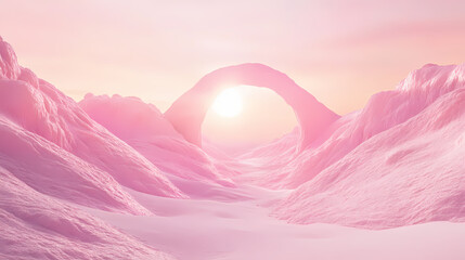 Wall Mural - dreamlike pink surreal valleys archway