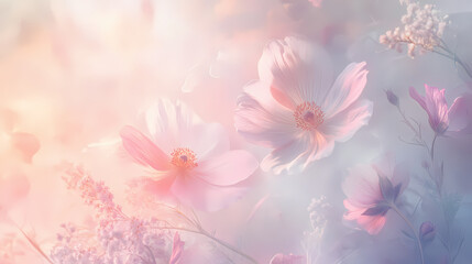 Wall Mural - dreamy ethereal delicate floral flower patterns