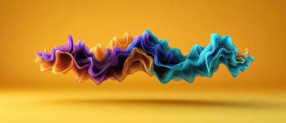 Aufkleber - Colorful wave of smoke swirling on vibrant yellow background creating abstract artistic effect