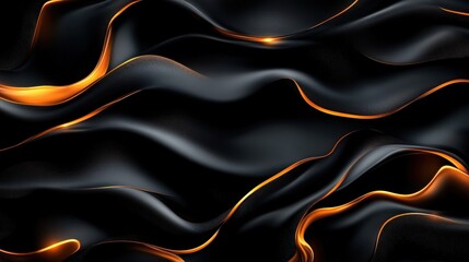 Aufkleber - Black and orange abstract background with wavy lines and photo space for text or graphics