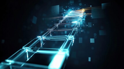 Poster - Illuminated pathway of digital connectivity virtual space abstract visualization dark environment futuristic concept