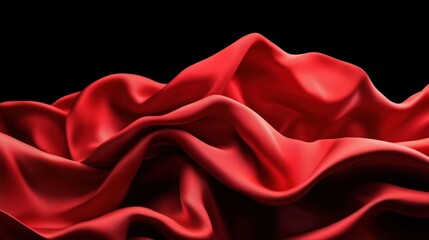 Aufkleber - Red cloth draped on a smooth black surface creating a striking visual contrast in a photographic composition