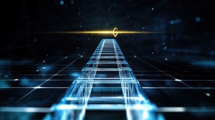 Poster - Dynamic digital pathway virtual space animated visuals futuristic environment abstract viewpoint technology concept for seo impact