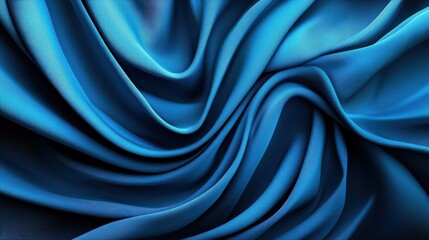 Poster - Blue silk fabric draped elegantly with soft texture and subtle sheen in a well-lit setting
