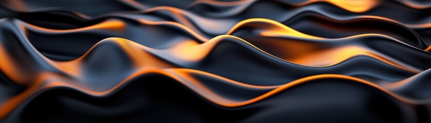 Aufkleber - Black and orange background design with wavy lines and photo space for text or images