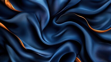 Aufkleber - Blue and orange silk fabric draped elegantly with natural light photography