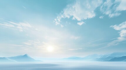 Leinwandbilder - Tranquil landscape with soft clouds and gentle sunlight reflecting on serene waters. Generative AI